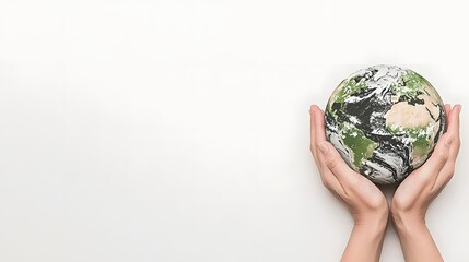 An image depicting Earth being embraced by gentle hands with rippling water symbolizing the life sustaining sustainable and globally interconnected nature of our planet