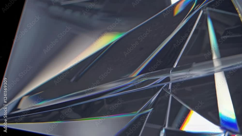 Poster Vibrant patterns created by refraction in crystalline structures showcasing colors and light dynamics