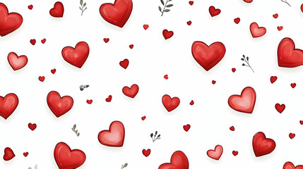 Romantic red hearts pattern, Valentine's Day background, love celebration, digital illustration for greeting cards