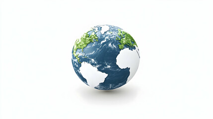 Obraz premium Rotating Earth globe, continents, oceans, white background, environmental concept, global issues