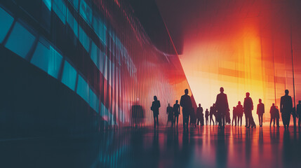 Naklejka premium abstract professional business team people connection of line from nail node to node on Smart digital cityscap and skyline background , Innovation networking concept