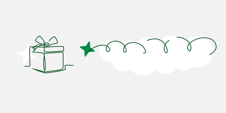 Gift Box One Line Art