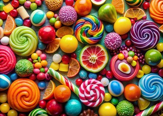 Fototapeta premium Panoramic Colorful Candy Background Texture: Sweet Treats, Vibrant Sweetscape
