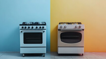 Obraz premium Modern Kitchen Appliances with Colorful Wall Backgrounds