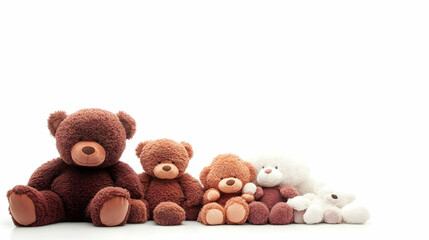 Teddy bear family portrait; studio shot; white background; perfect for children's book illustrations