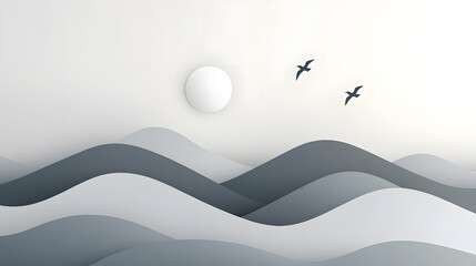 A sky gray design with minimalist lines and sharp contrast, creating a balanced and elegant composition.