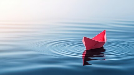 Mindset and motivation a paper boat's vision on calm waters creative inspiration serene environment