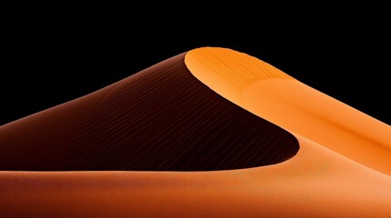 Sand Dune under the Dark Sky: Dramatic silhouette of a massive sand dune, its textured surface capturing the play of light and shadow, standing stark against a deep, starless night.
