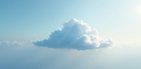 A single blue cloud breaking through a layer of grey sky, white, light, fluffy
