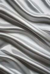 Luxurious silver Silk Fabric Drapery, Soft Texture, Elegant Waves, Smooth Surface