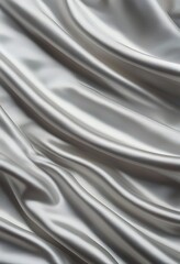 Obraz premium Luxurious silver Silk Fabric Drapery, Soft Texture, Elegant Waves, Smooth Surface