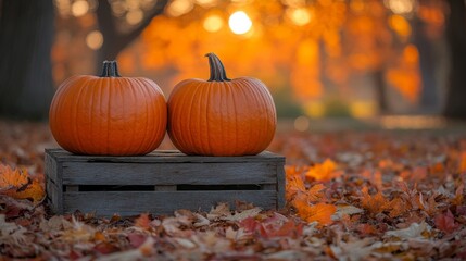 pumpkin and autumn leaves