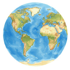 Earth globe 3d illustration. With clouds on white background. Very detailed and photo realistic. Clipping path included. 