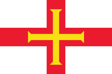 Fototapeta premium Flag of Guernsey. The official ratio. Flag icon. Standard color. Standard size. A rectangular flag. Computer illustration. Digital illustration. Vector illustration.