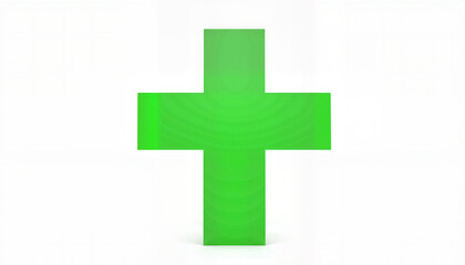 Obraz premium Green cross symbol on white background, medical symbolism