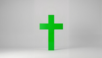 Obraz premium Green cross symbol in minimalist setting, representing hope