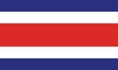 Costa Rica flag. The official ratio. Flag icon. Standard color. Standard size. A rectangular flag. Computer illustration. Digital illustration. Vector illustration.