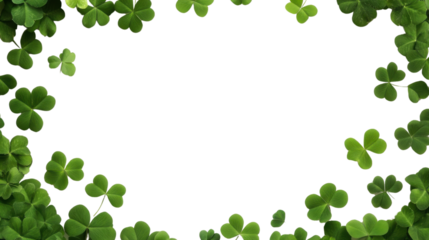 Shamrock four clover leaves frame isolated on white background 