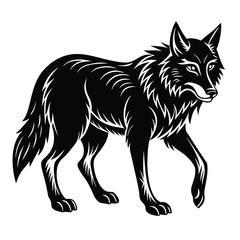 black and white wolf vector illustration