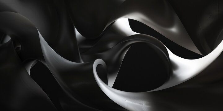 An abstract minimalist visual on a solid black background, Central focal point with subtle organic forms, Modern minimalist style