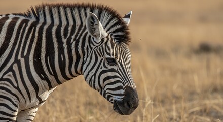 Fototapeta premium Stripes in the Savanna: A Close-Up of a Plains Zebra