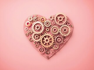 Loopable animation of heart shape filled with spinning gears, motion, gear