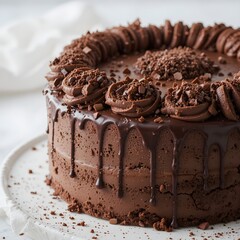 chocolate cake on a white plate
