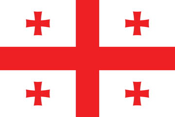 Georgia flag. The official ratio. Flag icon. Standard color. Standard size. A rectangular flag. Computer illustration. Digital illustration. Vector illustration.