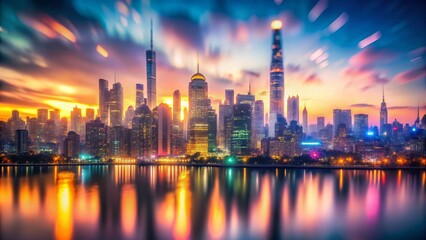 Naklejka premium Pastel Dusk Cityscape Macro Abstract Photography - Dreamlike Urban Texture