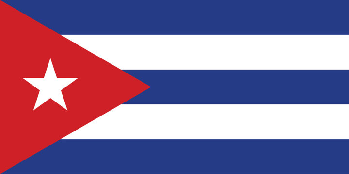 Flag of Cuba. Flag icon. Standard color. Standard size. A rectangular flag. Computer illustration. Digital illustration. Vector illustration.