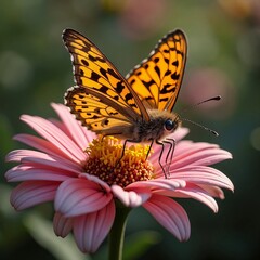 Obraz premium A beautiful colorful butterfly on a flower.