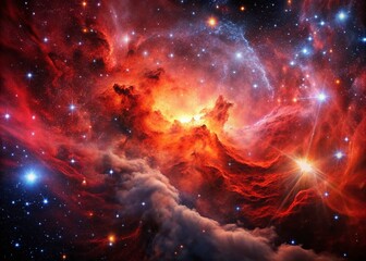 Fototapeta premium Red and Black Nebula: Cosmic Depth, High-Resolution Space Background