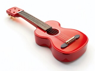 Red Toy Guitar, Isolated on White Background - High-Resolution Stock Photo