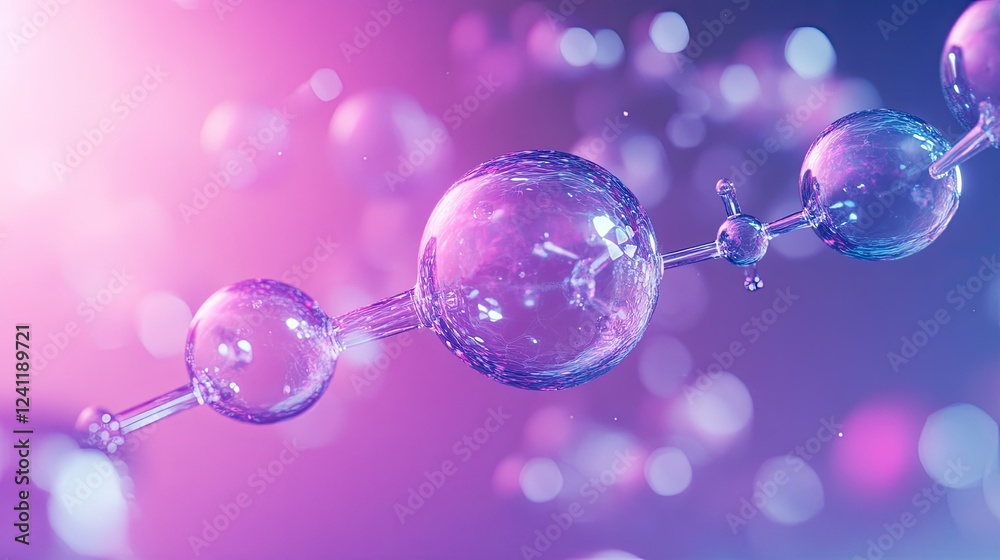 Poster abstract representation of molecular structures with colorful background