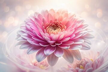 Fototapeta premium Pink Flower Double Exposure, White Background, Surreal Floral Art, Botanical Photography