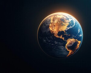 Futuristic Earth simulation with holographic data overlays, ecological system balance