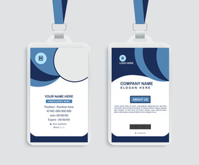 A modern, professional ID card design  featuring customizable text, a photo placeholder, and corporate branding. Fully editable in Adobe Illustrator with high-quality vector and rgb color