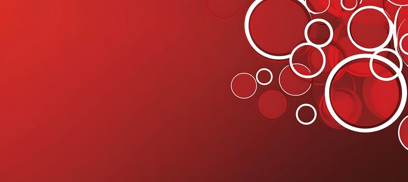 A visually captivating red background showcasing white circles of different sizes, resulting in a modern and elegant backdrop.