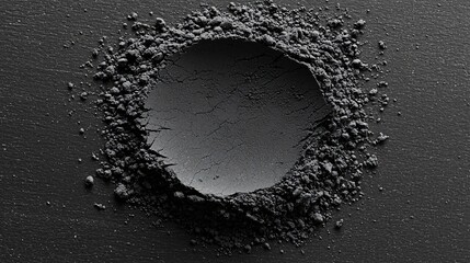 Dark gray powder circle, textured background, design element