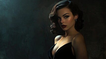 Fototapeta premium Elegant Woman with Vintage Glamour in Soft Light Portrait