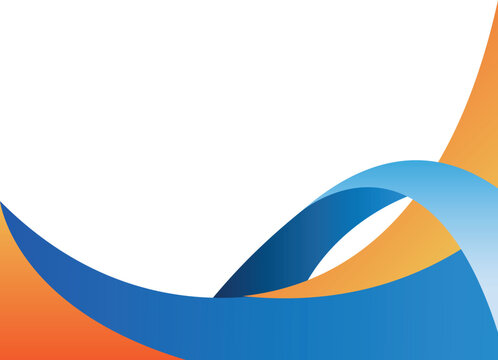 A blue and orange wave with a white background