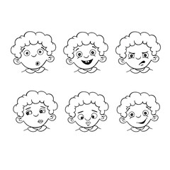 set emotion avatar child boy line