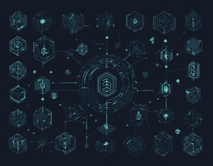 Blockchain Security Technology Graphic Elements
