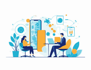 Business Efficiency through AI Technology Illustration