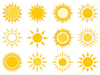 set of sun icons vector