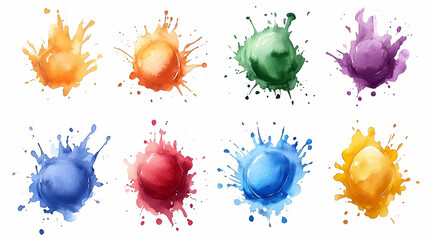 Vibrant Watercolor Splashes, Colorful Abstract Art Displaying Dynamic Energy and Expressive Hues, Evoking Feelings of Joy and Creativity.