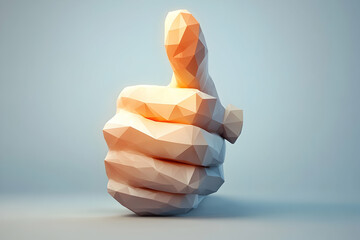 Polygonal Hand Gesturing Approval: Success Signifies Positive Feedback,  Encouraging Growth and Progress.
