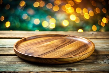 Obraz premium Rustic Empty Wooden Plate, Round Board, Isolated White Background - Perfect for Food Photography Mockups