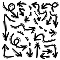 Hand drawn Arrows icons Set. arrow icon with various directions.