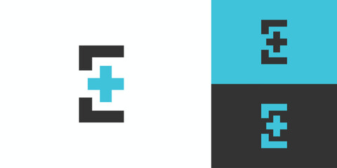  Modern and simple letter E combination health logo design